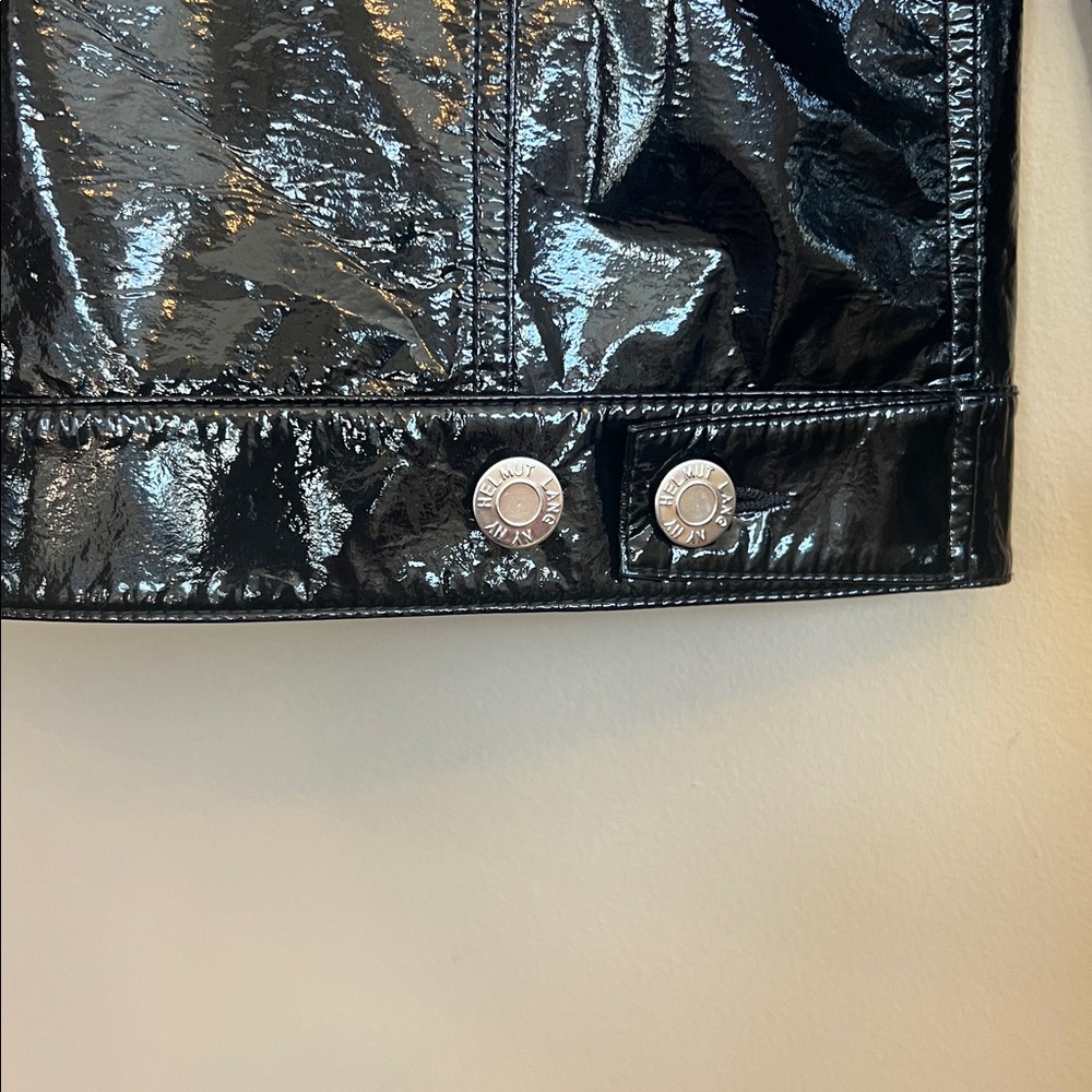 Helmut Lang Glossy Black Jean Jacket Style Jacket Italian Fabric - Picture 5 of 13